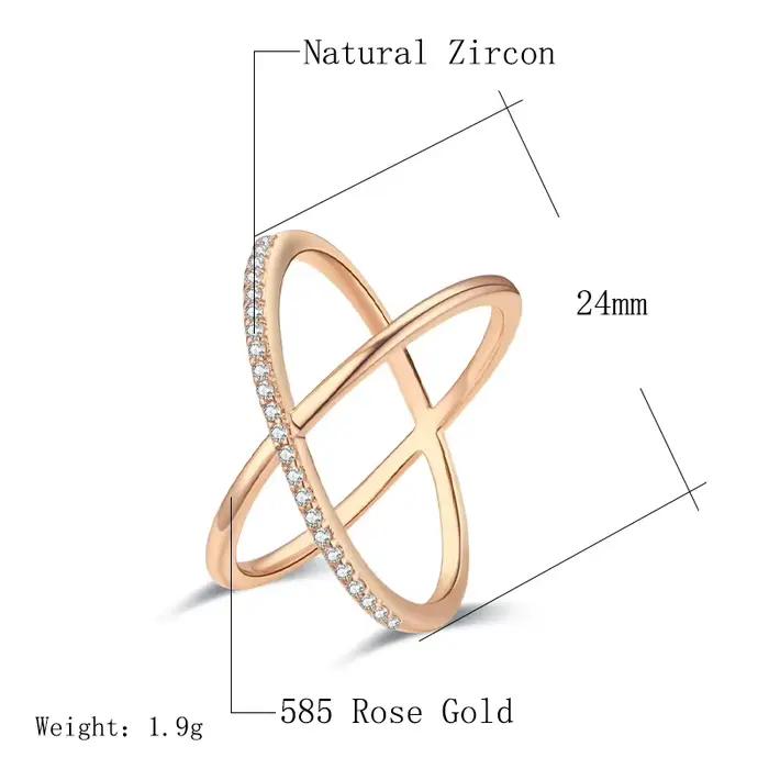 SYOUJYO – bagues de couleur or Rose avec croix géométrique Simple, pour femmes, en Zircon naturel, Micro-cire, Vintage, bijoux fins de luxe, cadeau, 585