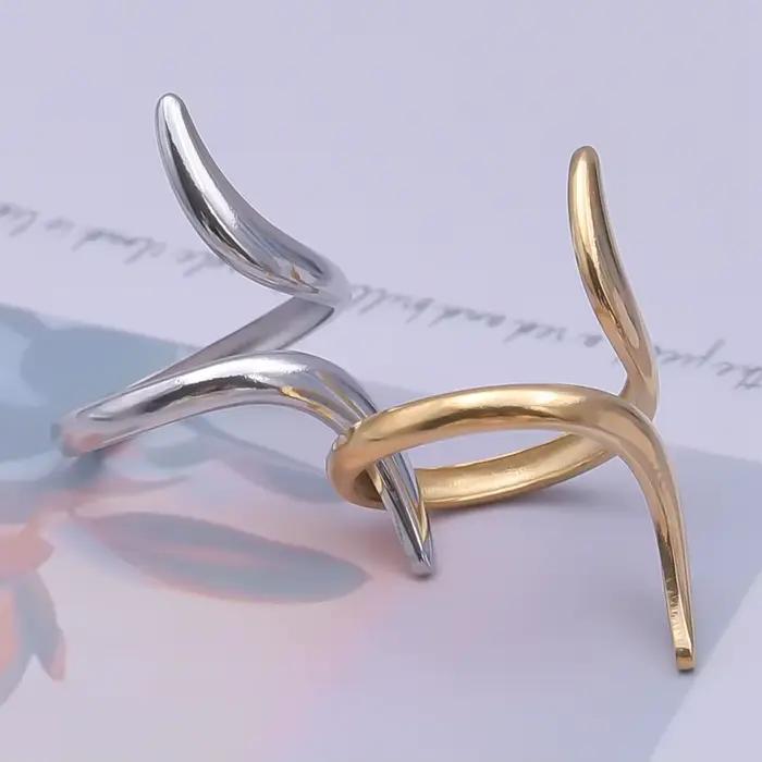 Bague ouverte réglable en acier inoxydable pour hommes et femmes