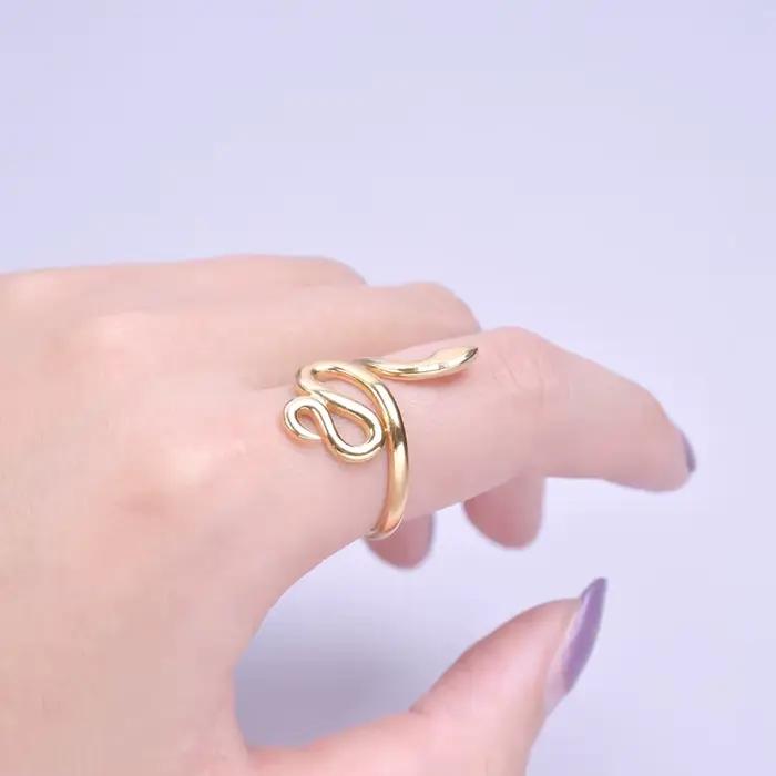 Bague ouverte réglable en acier inoxydable pour hommes et femmes
