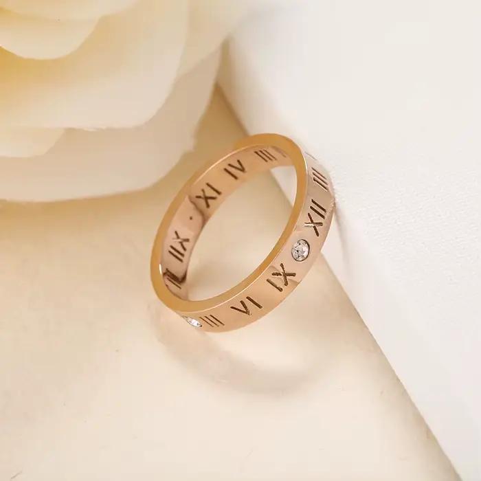 Anneau de Mariage en Titane et Acier avec Zircone Cubique et Strass Romains pour Femme Occasions Spéciales