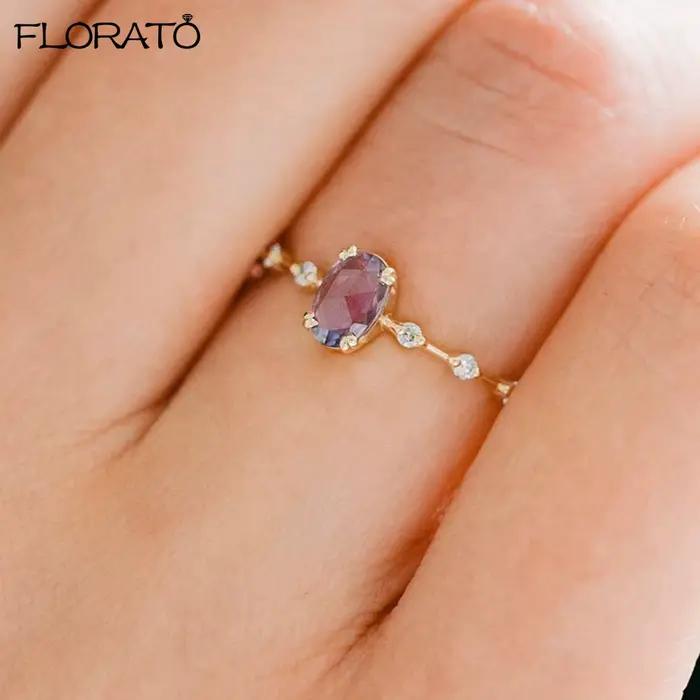 Bague de fiançailles plaquée or 18 carats pour femmes