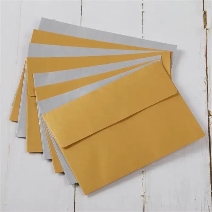 Enveloppes d'invitation de mariage en papier doré, 20 pièces/paquet, 184x133mm, pour cartes de vœux, enveloppes cadeaux rétro vierges gris argenté