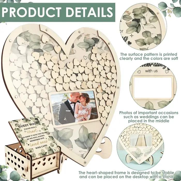 Livre d'or de mariage en bois avec boîte de rangement