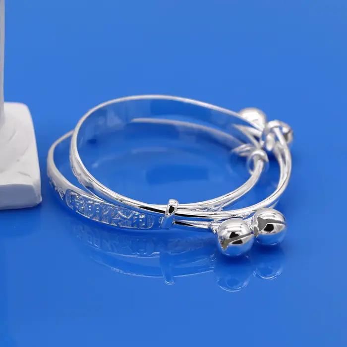 Bijoux en argent Sterling 925 pour enfants, délicat, fin, tendance, mignon, cloche de bébé, Bracelet et cheville, breloque porte-bonheur, cadeau de vacances pour bébé
