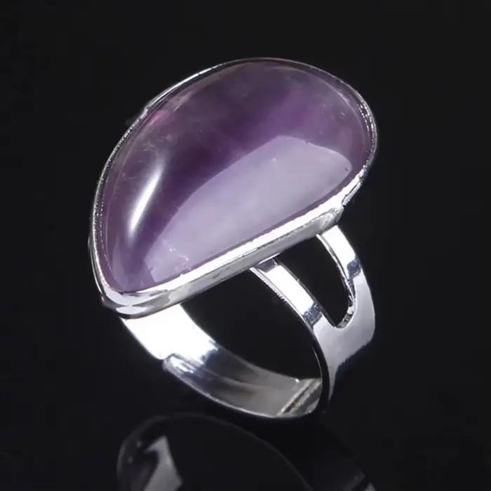 Bague en pierre de cristal de guérison Reiki naturelle, larme rose, quartz rose, agates, rebrodé, goutte d'eau, bijoux de fête et de mariage