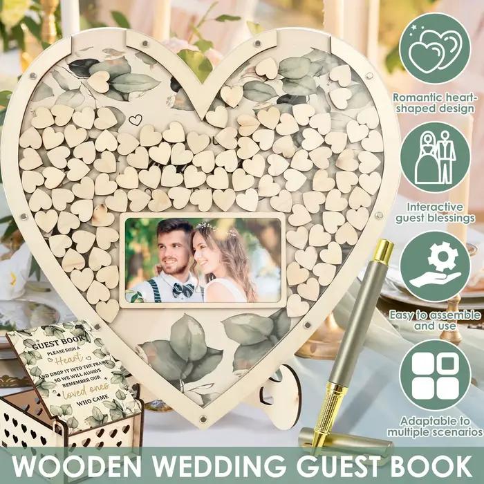 Livre d'or de mariage en bois avec boîte de rangement