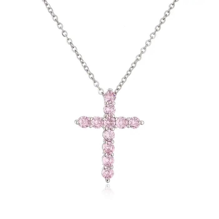 HECHENG, haute qualité cristal brillant zircone cubique Zircon collier pendentif croix jésus Christ couleur or bijoux cadeau pour les femmes