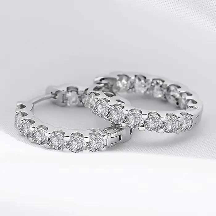 Boucles d'oreilles créoles en argent sterling 925 serties de moissanite VVS1 pour femmes occasions spéciales elegance mariage anniversaire cadeau special
