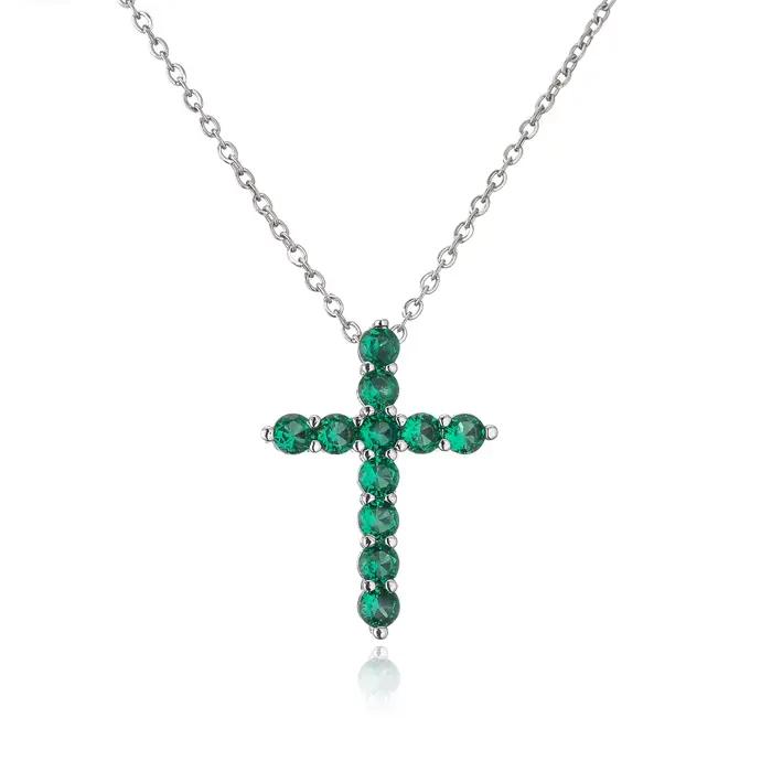 HECHENG, haute qualité cristal brillant zircone cubique Zircon collier pendentif croix jésus Christ couleur or bijoux cadeau pour les femmes