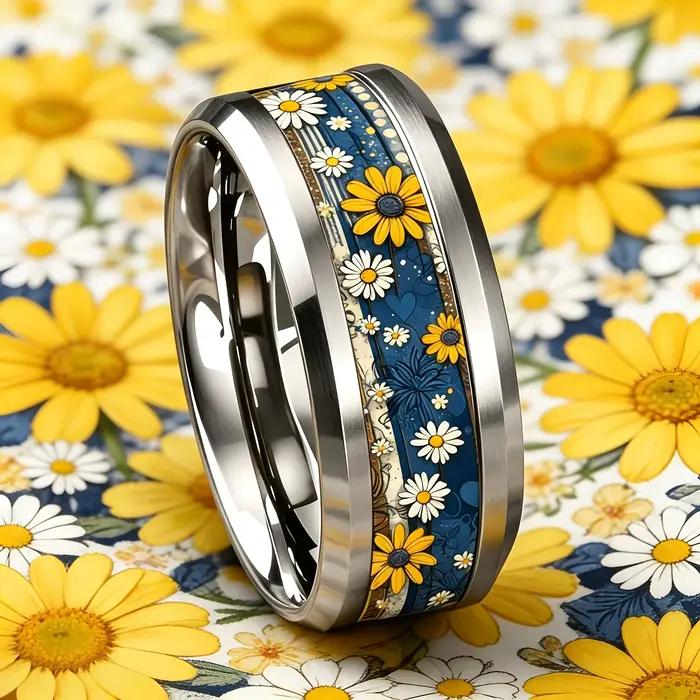Bague Bohème Vintage Fleur Marguerite Jaune & Blanche