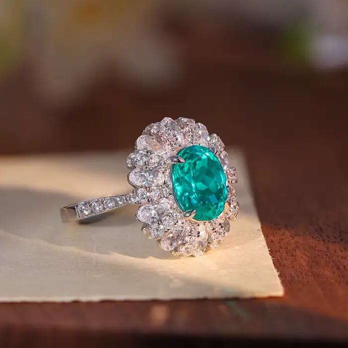 Bague de fiançailles LinkerLove 5CT en tourmaline Paraiba taille ovale pour femme