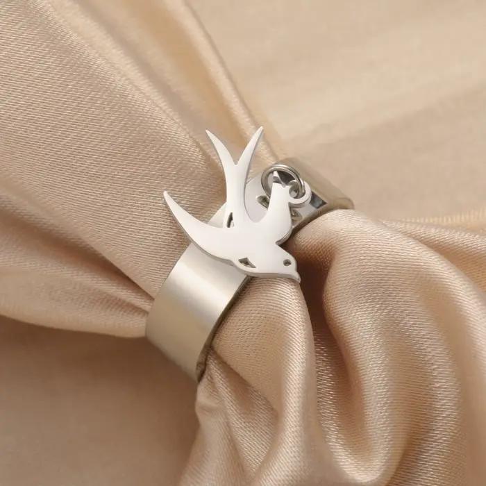 Kkjoy-Bague pendante oiseau hirondelle pour femme, acier inoxydable, bague animal, bijoux de mariage, vente en gros