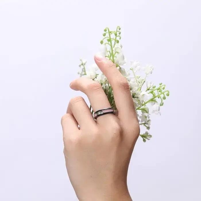 Bague de mariage Kolmnsta en céramique noire et blanche, alliance de luxe pour couples, élégante et durable pour occasions spéciales