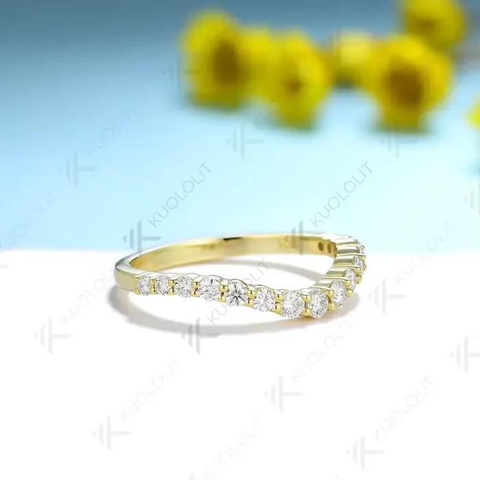 Bague en or massif 10k 14k 925 sertie de diamant cultivé en laboratoire pour femme alliance de mariage engagement anniversaire cadeau de fête