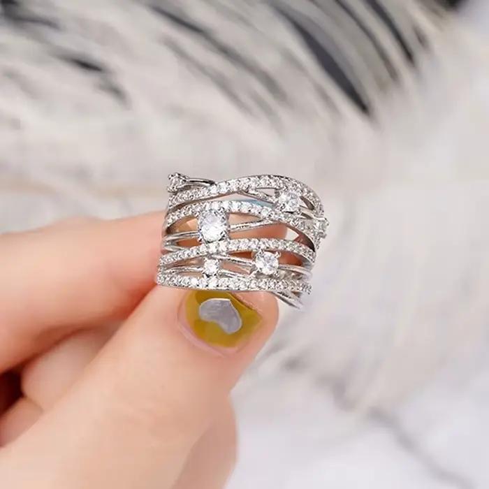 Bague en argent sterling 925 avec croix, accessoires de fête de mariage pour femmes, design tendance, bijoux de luxe pour femmes
