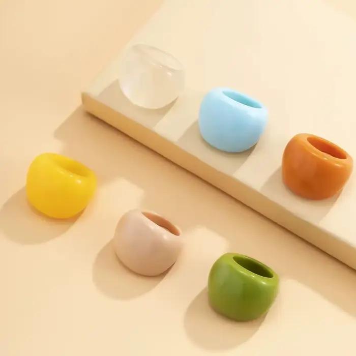 Bague en acrylique exagérée, couleur bonbon, géométrique classique, en résine, grande dôme, style simple, pour la mode