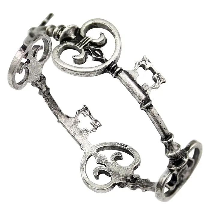 Vintage victorien squelette clé croix Bracelet de mariée mode unisexe
