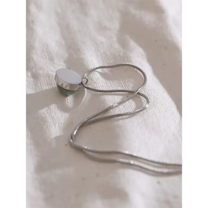 Collier avec pendentif ovale en pierre d'amazonite naturelle