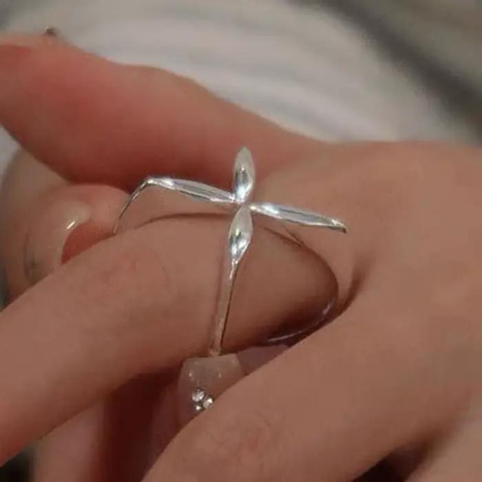 Bagues en argent Sterling 925 pour femmes, fleur géométrique, grand anneau minimaliste, bijoux cadeaux de fête