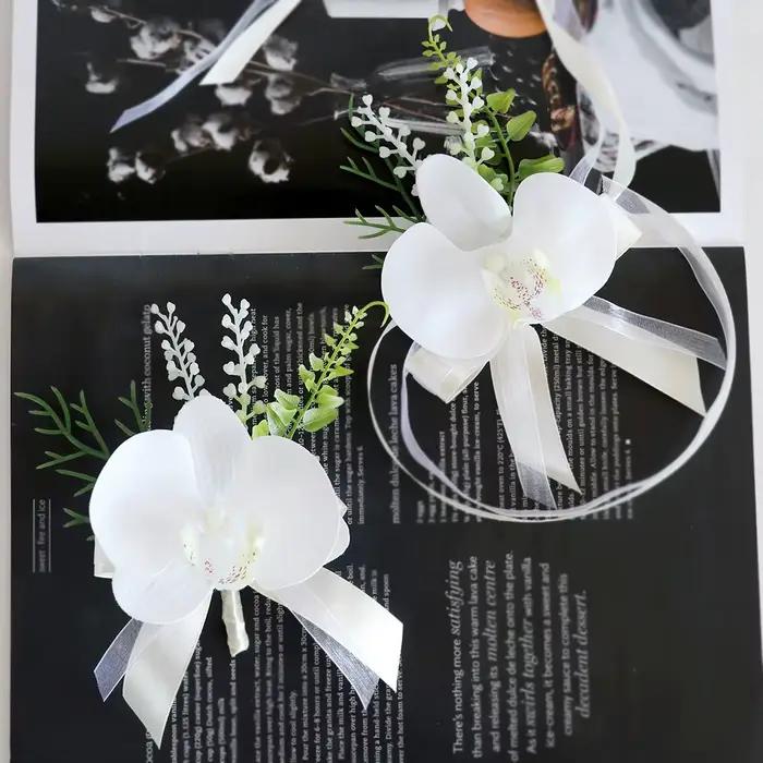 Boutonnière et Corsage de Poignet, Buste de Marié, Revers de Marié, Robe de Banquet de Mariage, Broche de Mariée, Fleur 216.239.
