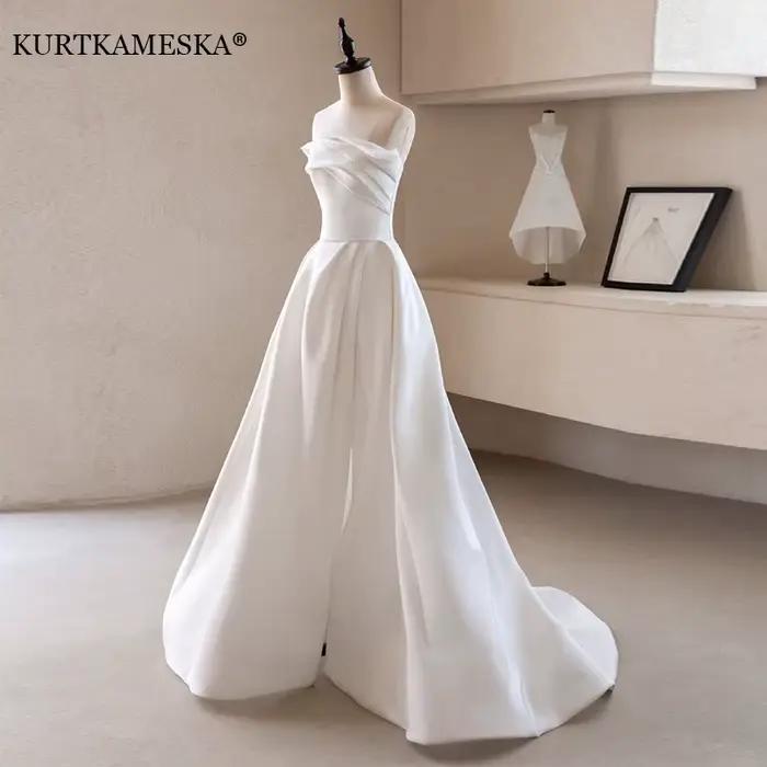 Robe de mariée française de luxe en Satin blanc