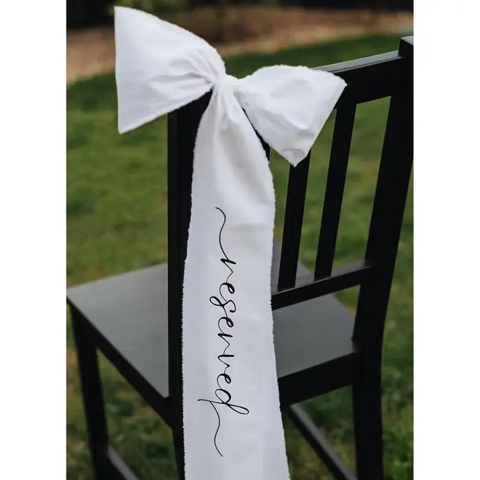 Ruban de siège de chaise de mariage personnalisé tissu blanc élégant pour mariage fiançailles événements spéciaux