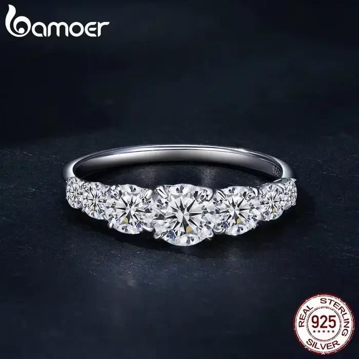 Bamoer Moissanite bague coeur réglage D couleur VVS1 EX laboratoire diamant