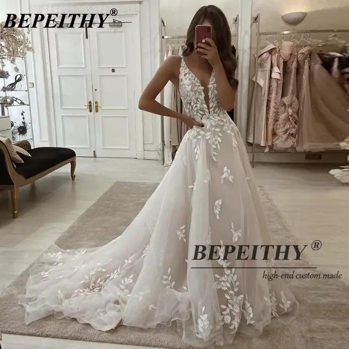 Robes de mariée personnalisées BEPEITHY sexy en dentelle coupe trapèze pour jeunes femmes françaises 2026