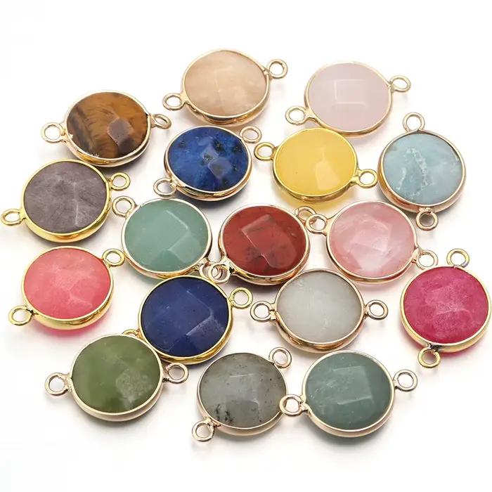 Pendentif à facettes en pierre naturelle quartz rose lapis lazuli jade pour bricolage bracelet de mode collier accessoire de bijoux occassions spéciales femmes