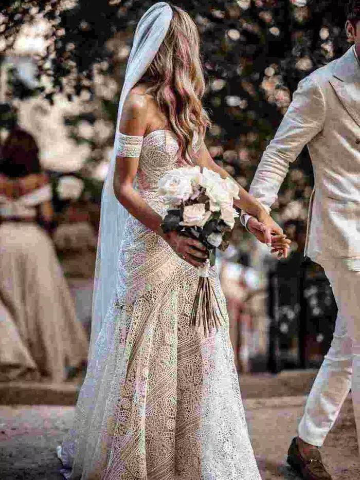 Robes De mariée sirène en dentelle avec manches amovibles chérie balayage Train sur mesure Vestido De Noiva