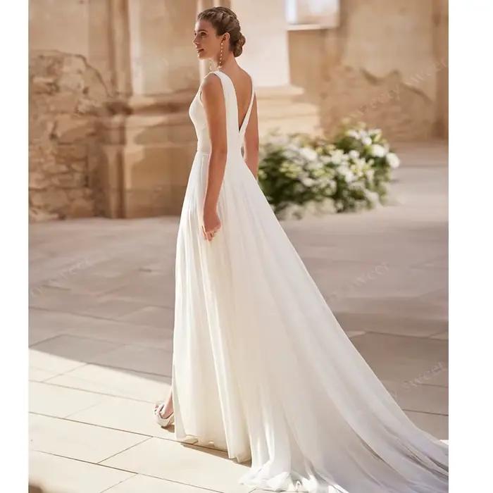 Robe De mariée Vintage entièrement en mousseline De soie