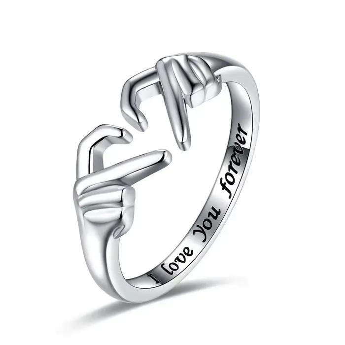 Bague romantique en forme de cœur pour femmes et hommes