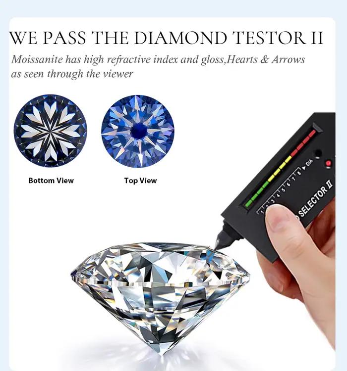 Bague de fiançailles de luxe en moissanite ronde 5 carats pour femme, en platine massif PT950, bague de promesse brillante, passe le test
