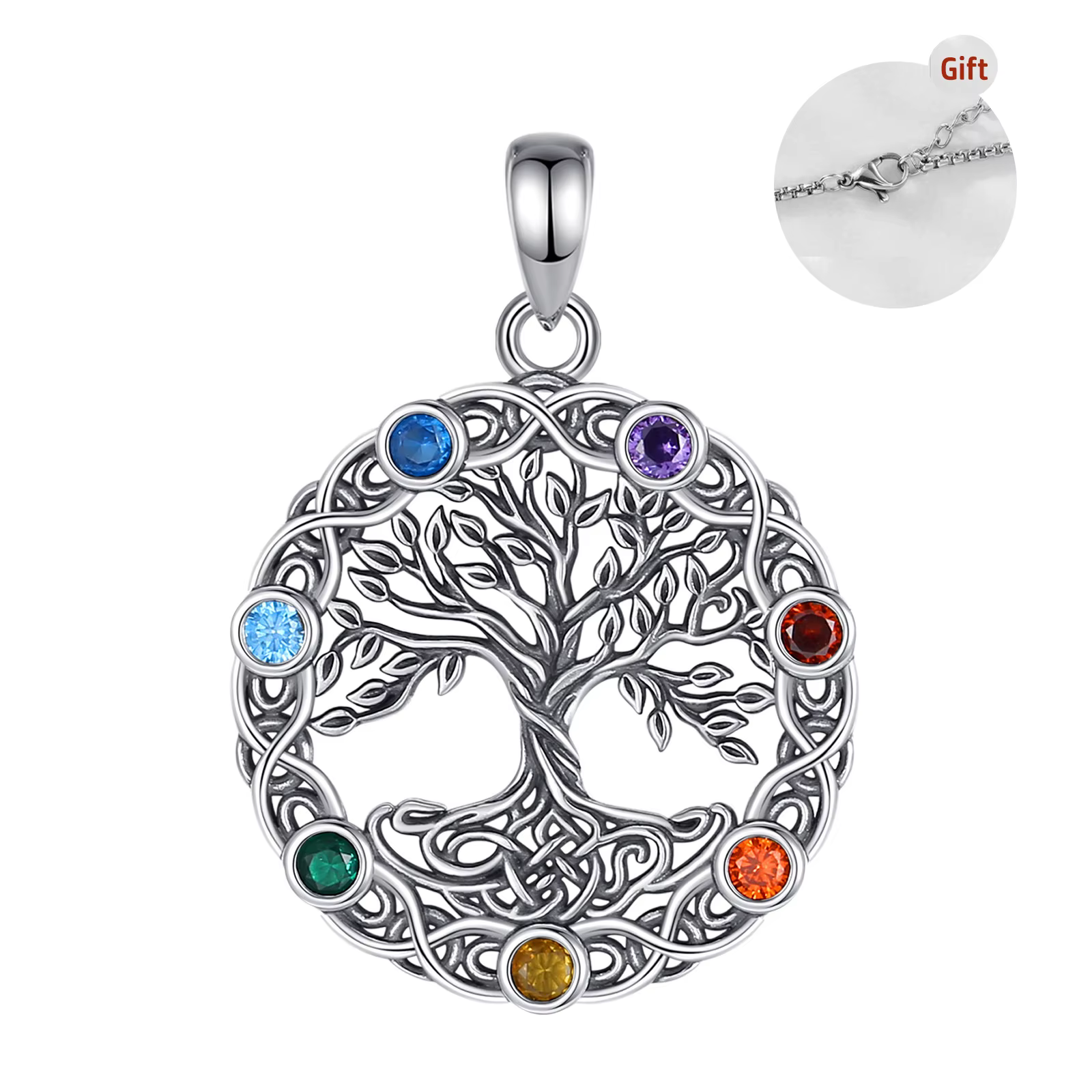 Eudora-Collier Arbre de Vie en Argent Sterling 925 pour Femme et Homme, Pendentif Chakra, Bijoux de 