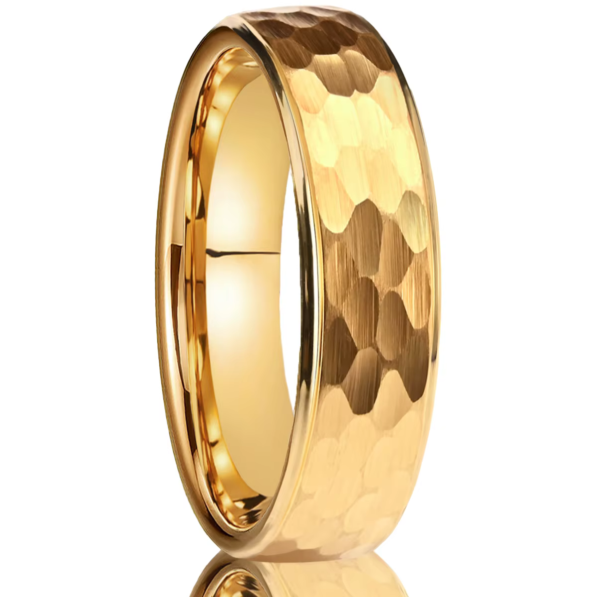 Bague martelée en carbure de tungstène doré/noir/argenté pour homme, 8MM/6MM, bijoux de mode, allian