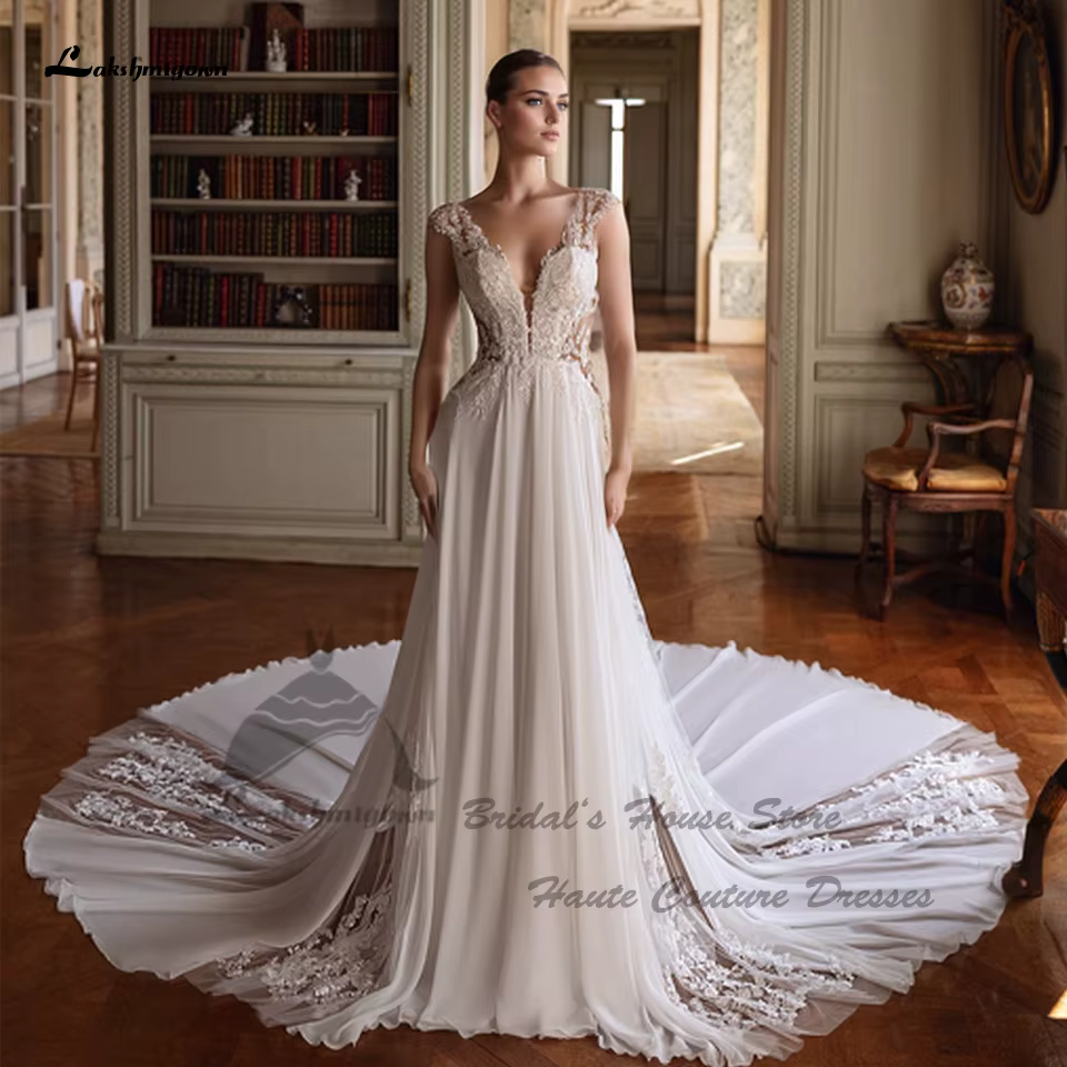 Yanshmigown-Robes de mariée de plage en dentelle de luxe, Boho, Vêtements éducatifs, Patients civils