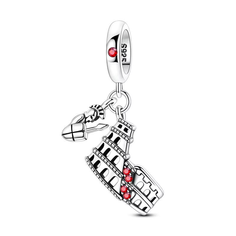 Pendentif breloque en argent sterling 925, série bâtiments emblématiques, compatible bracelet DIY, b