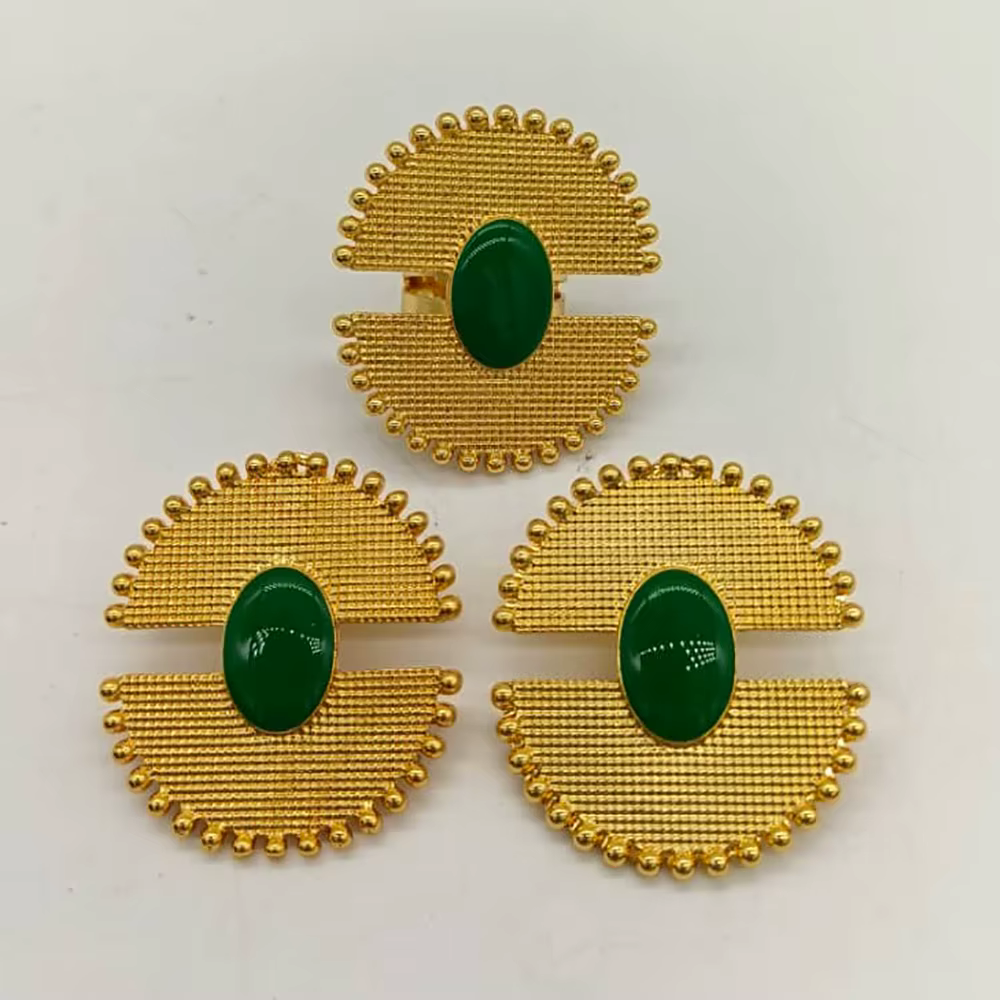 Boucles d'oreilles plaquées or, Clips d'oreille géométriques, ensemble de bagues pour femmes, bijoux