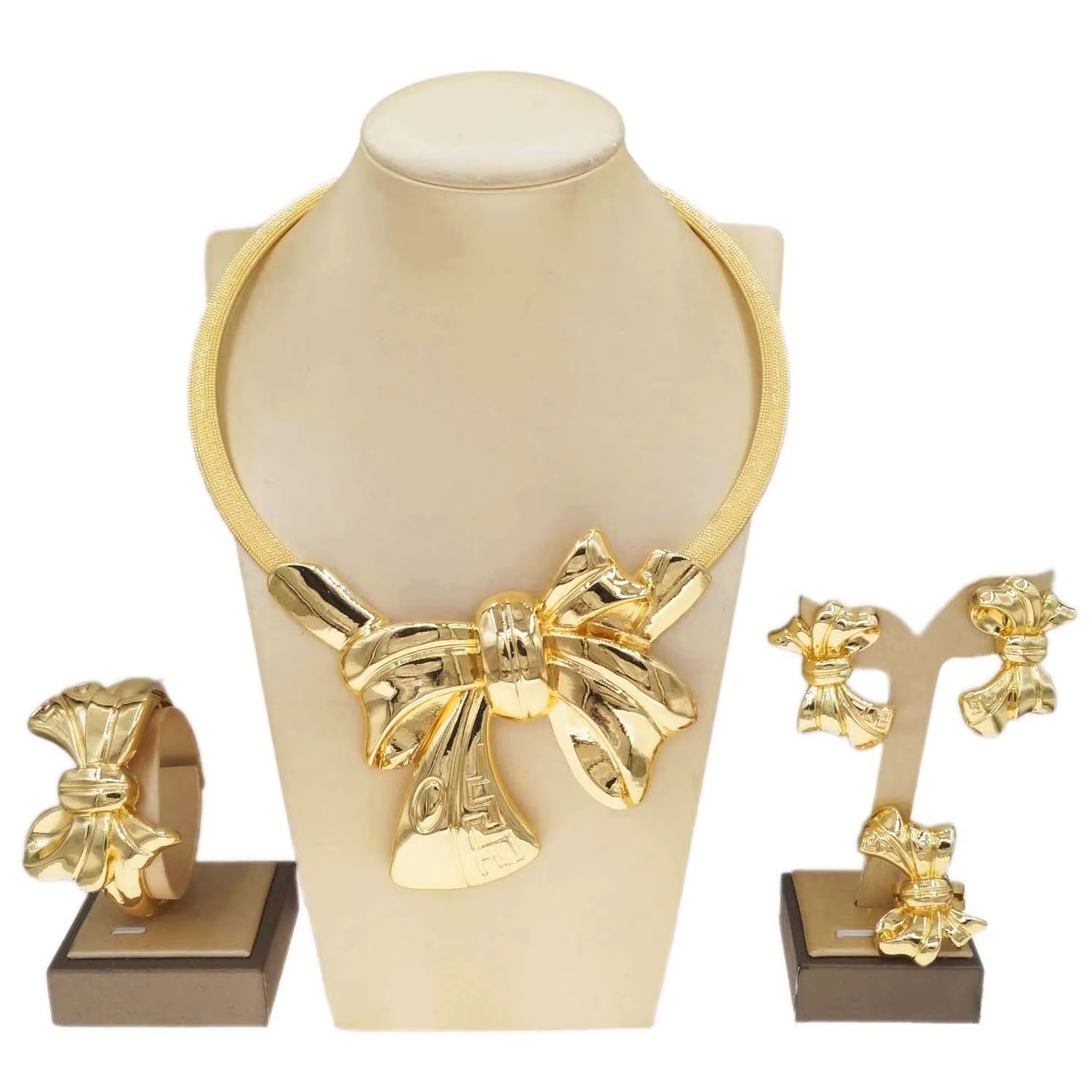 Ensembles de bijoux en or de dubaï pour femmes, colliers plaqués or italien, boucles d'oreilles, bag