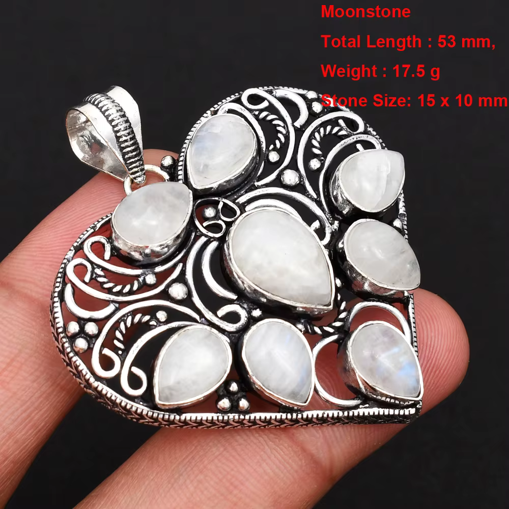 Pendentif en pierre de lune véritable, bijoux cadeau pour femmes
