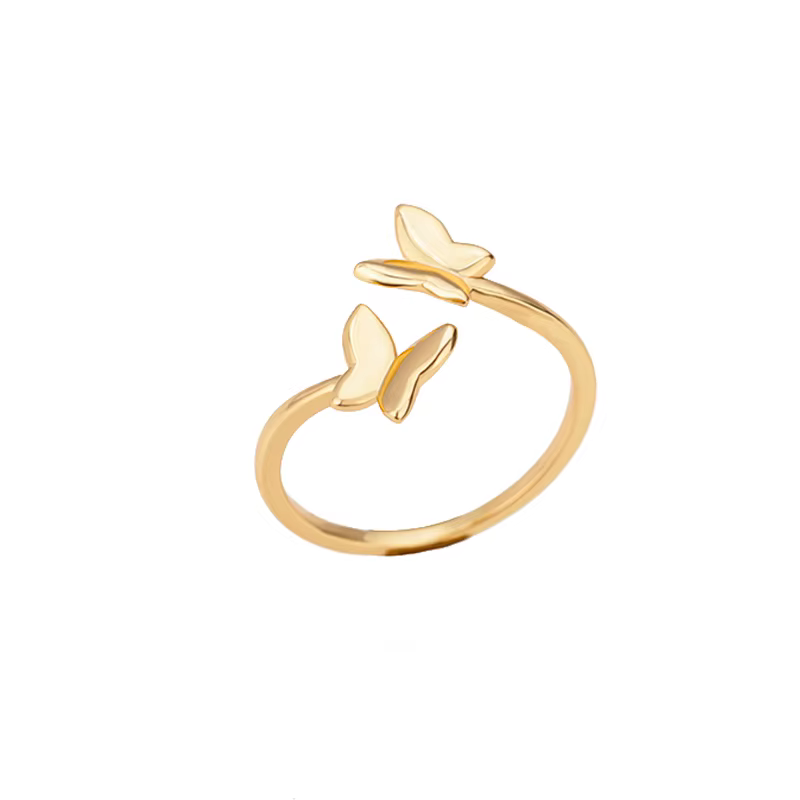 Bagues d'ouverture papillon pour femmes, en acier inoxydable, insectes, papillon, réglable, bijoux d