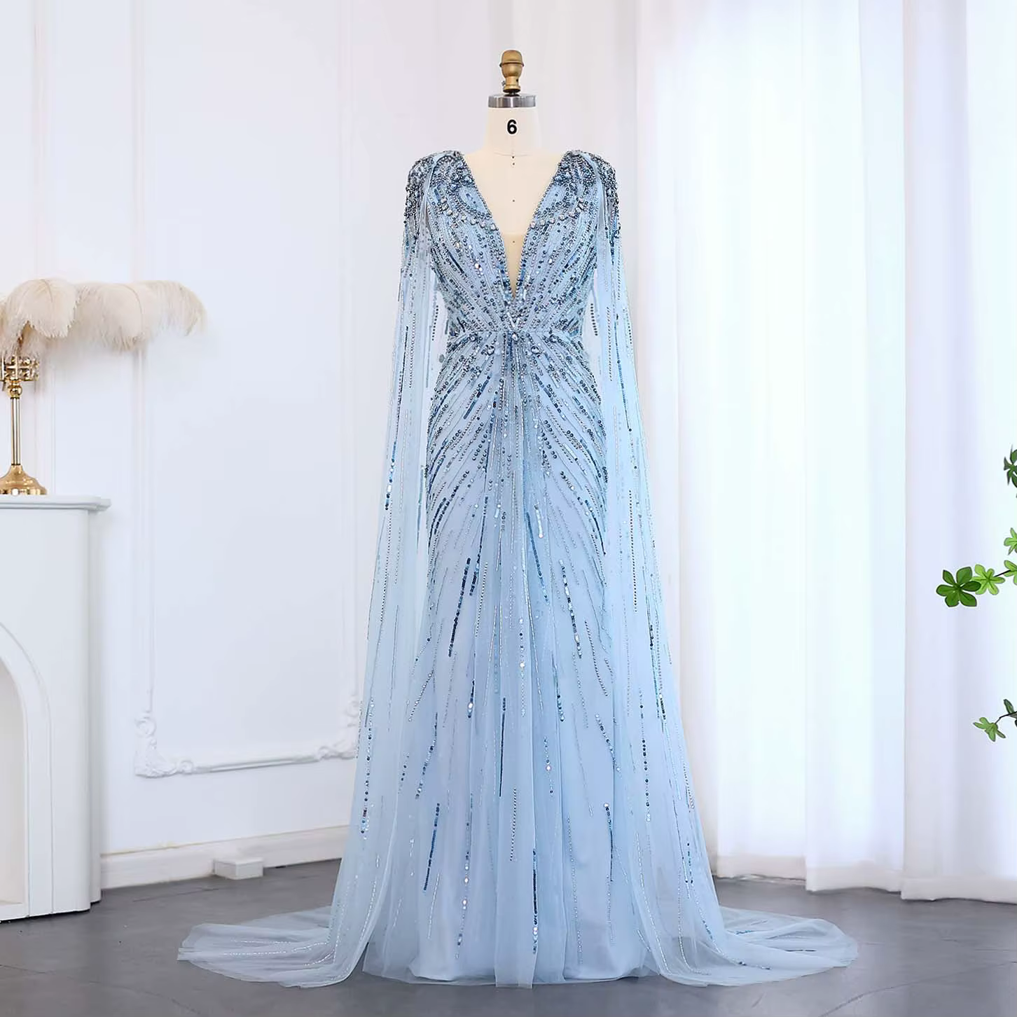 Robes de soirée de luxe Sharon Said en lilas avec cape, robes de mariée et de soirée pour femmes en 