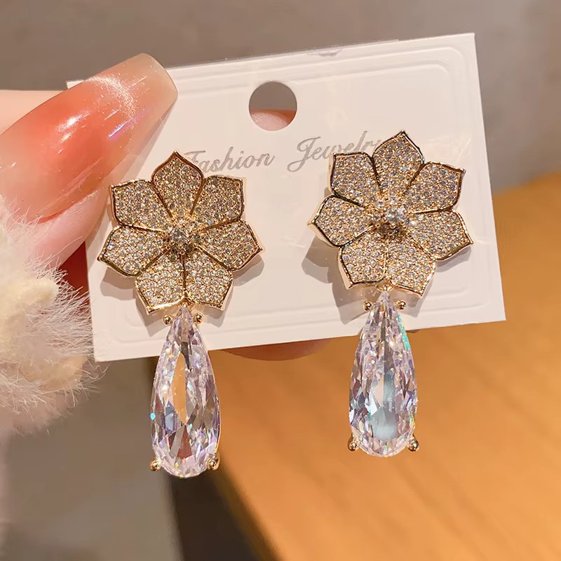 Boucles d'oreilles longues nœud papillon pour mariage, bijoux de soirée exquis de Dubaï