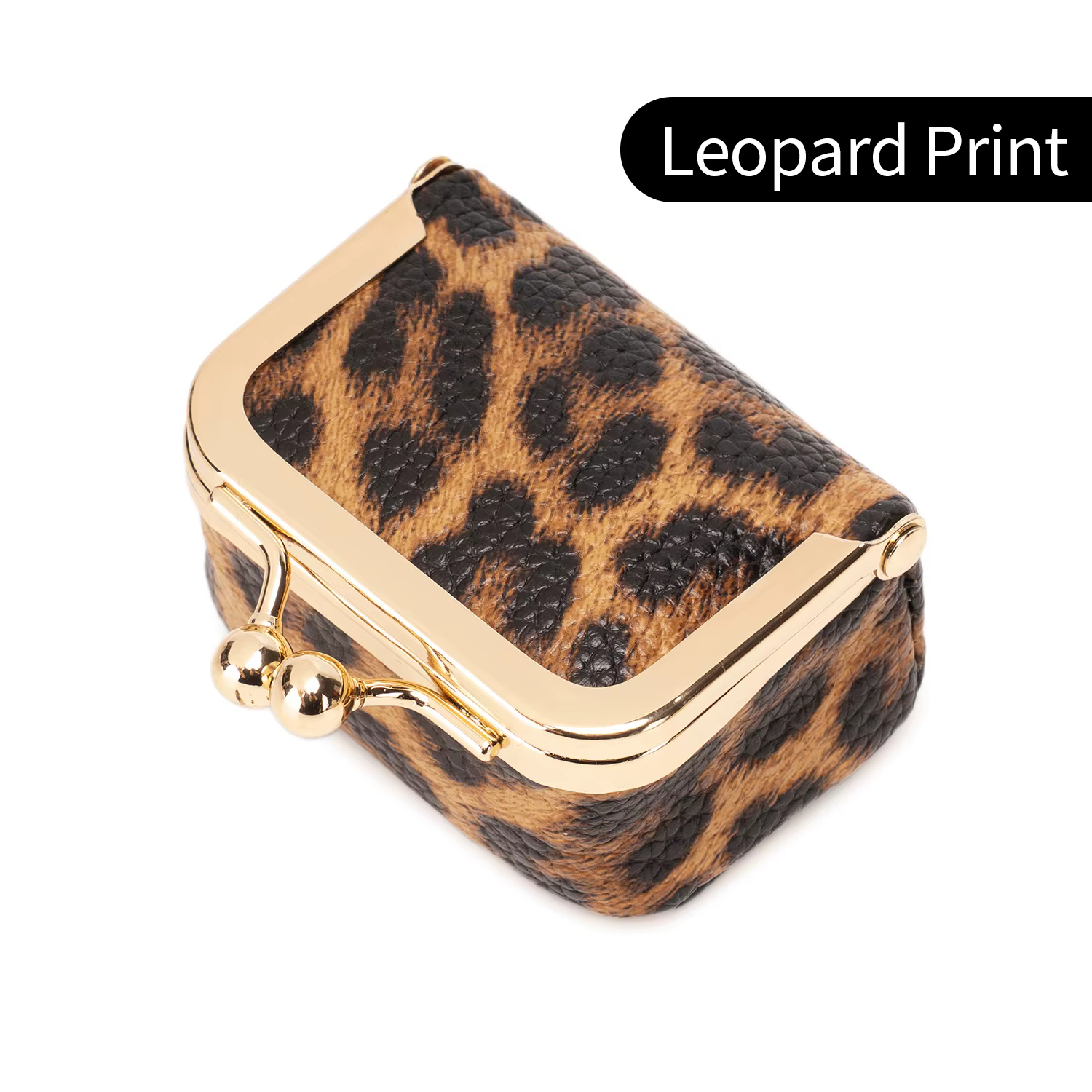 Mini boîte à bijoux à imprimé léopard pour femmes, porte-monnaie vintage portable, boîte à bagues de