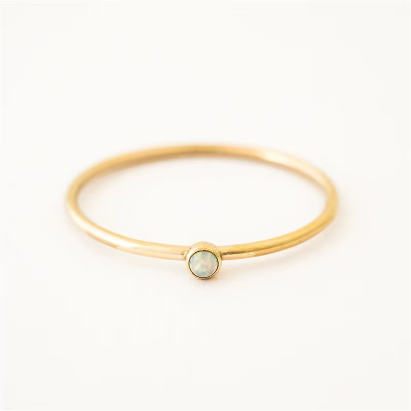 Bague en or rempli d'opale minuscule pour femme, bijoux minimalistes, bague Boho Aneis, 14 carats