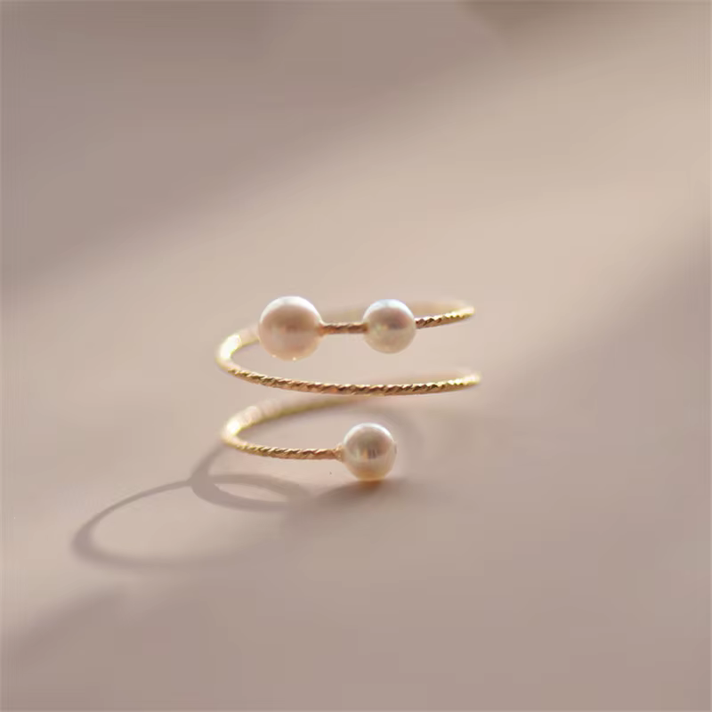 Bague en perles naturelles faites à la main pour femme, bijoux remplis d'or 14 carats, cadeau Boho