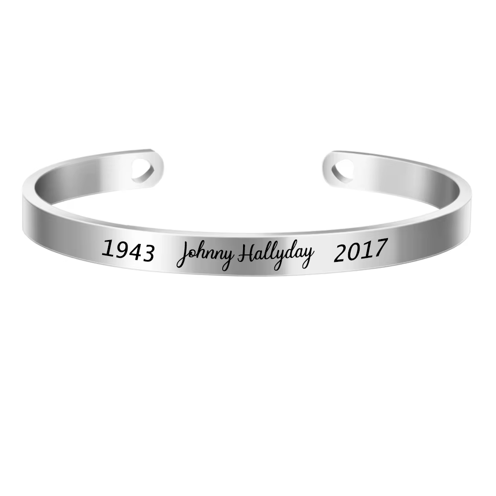Bracelet personnalisé en acier inoxydable, 3 couleurs, 6MM, à bascule française, Johnny Hallyday com