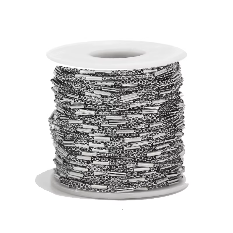 Chaîne à maillons de câble Satellite en acier inoxydable, 2 mètres, perles dorées, pour bricolage, c