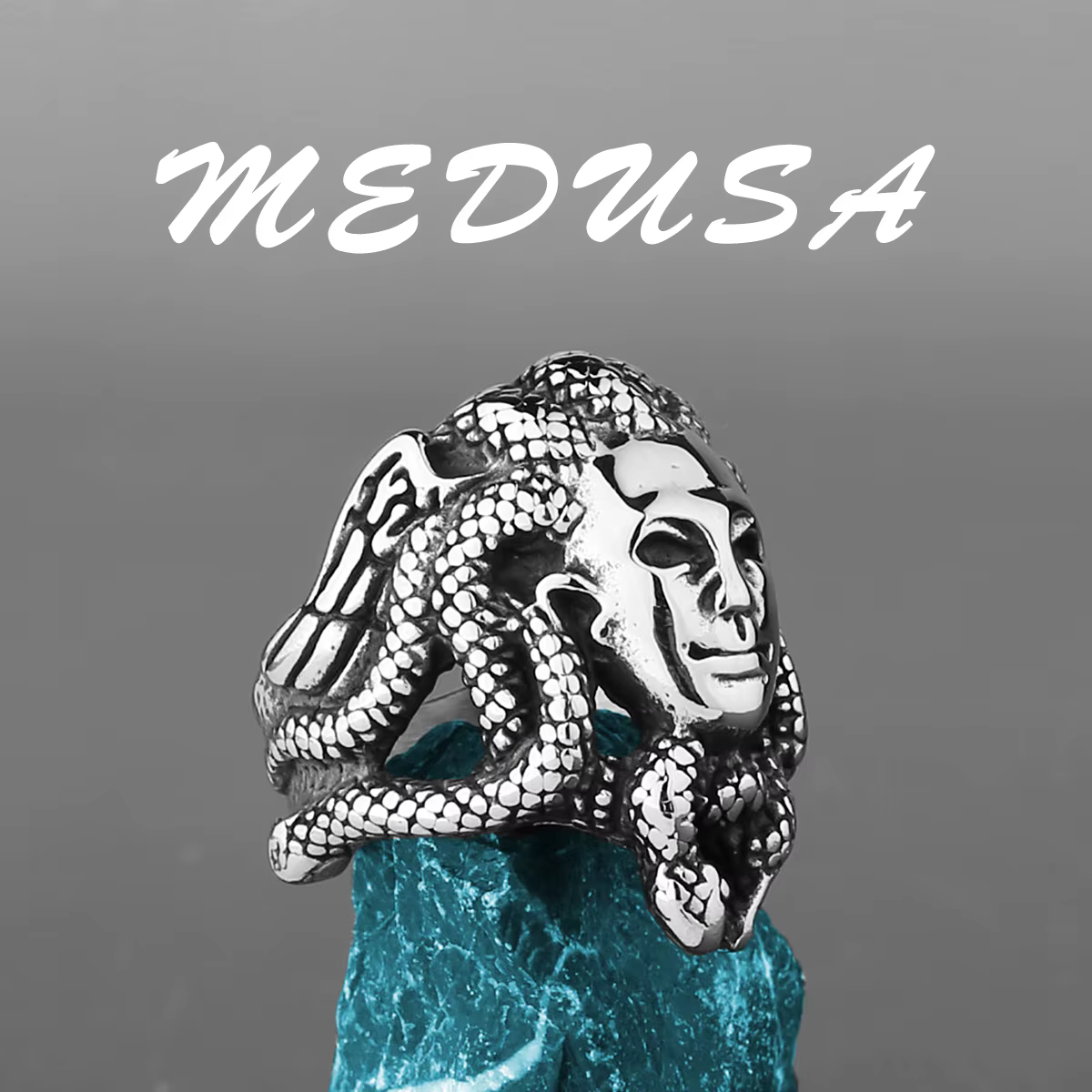 Bague en acier inoxydable pour hommes et femmes, bijou, Vintage, mythologie grecque, Medusa, Origina