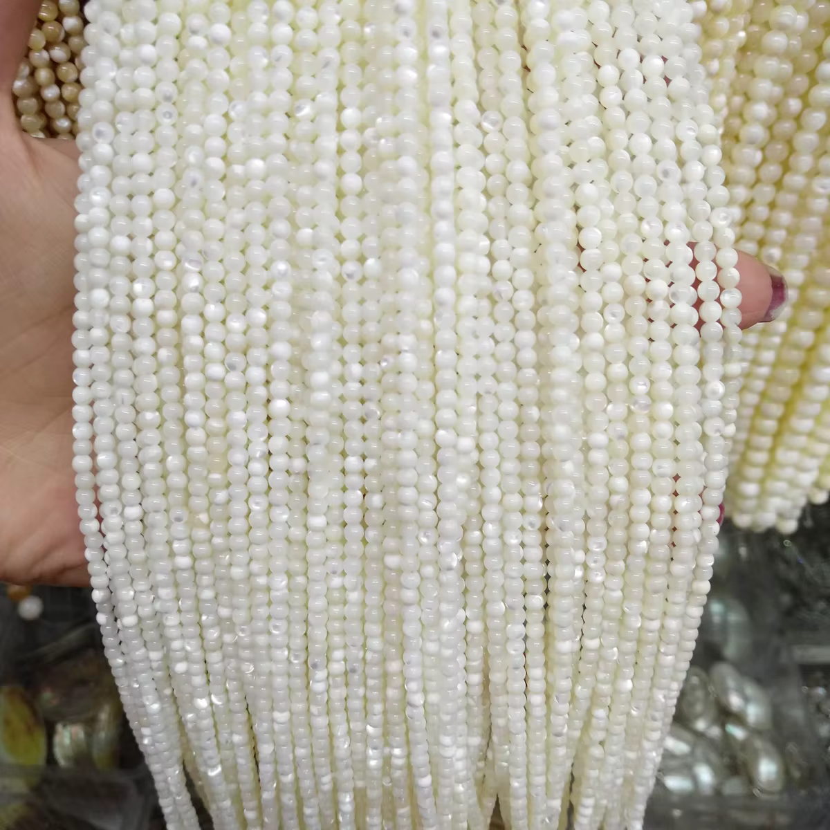 Coquille naturelle perlée blanche ronde, perles artisanales pour la fabrication de bijoux, accessoir